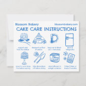 Verzorgingsinstructies voor cake bakkerij bruiloft bedankkaart (Achterkant)
