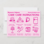 Verzorgingsinstructies voor cake Bakkerij Bruiloft Bedankkaart (Achterkant)