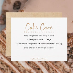 Verzorgingsinstructies voor cake Kraft Eenvoudige Bedankkaart