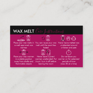 Verzorgingsinstructies voor Pink Dark Wax Melt Visitekaartje