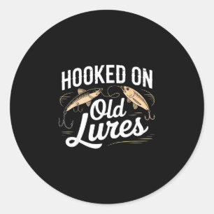 Verzot op oude lokkertjes grappige visser opa ronde sticker