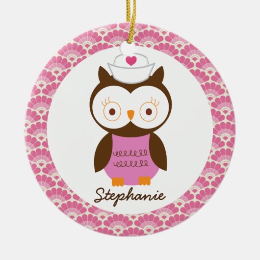 Verzuster Owl Aangepaste Gift Ornament (Voorkant)