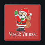 Vesele Vanoce Czech Christmas Santa Magnet<br><div class="desc">Vesele Vanoce Czech Christmas Santa magnet. Say "Merry Christmas" in Czech with this cute,  cartoon santa design. Great for a Czech household.</div>