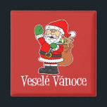 Vesele Vanoce Czech Christmas Santa Magnet<br><div class="desc">Vesele Vanoce Czech Christmas Santa magnet. Say "Merry Christmas" in Czech with this cute,  cartoon santa design. Great for a Czech household.</div>