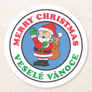 Vesele Vanoce Czech Kerstkerstkerstkerstkerstkerst Ronde Kartonnen Onderzetter