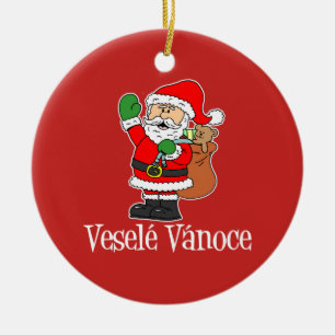 Vesele Vanoce, Tsjechische kerstman (RED) Keramisch Ornament
