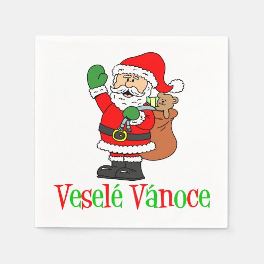 Vesele Vanoce Tsjechische Kerstman Servetten (Voorkant)