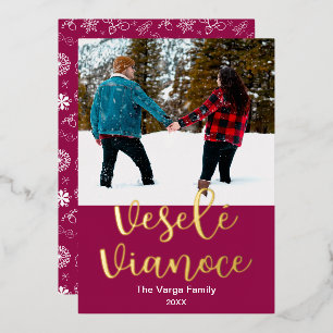 Veselé Vianoce, Slowaakse kerst, legant Folie Feestdagenkaart