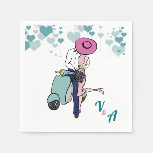  Vespa paar tafel instelling Servetten (Voorkant)