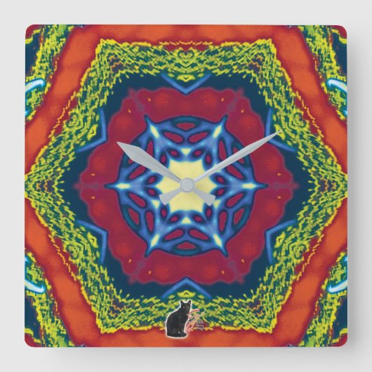 Vesper Kaleidoscope Vierkante Klok (Voorkant)