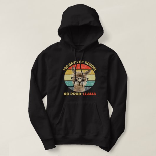 Veste À Capuche 100 Jour D'École Pas De Problème Llama Alpaca Math (Design devant)