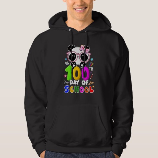 Veste À Capuche 100e Jour De L'École Panda Enseignant virtuel (Devant)