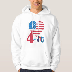 Veste À Capuche 4 juillet États-Unis Drapeau Coeur Drapeau Feu d'a
