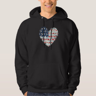Veste À Capuche 4 juillet Pour Femmes Drapeau Américain Coeur Flor