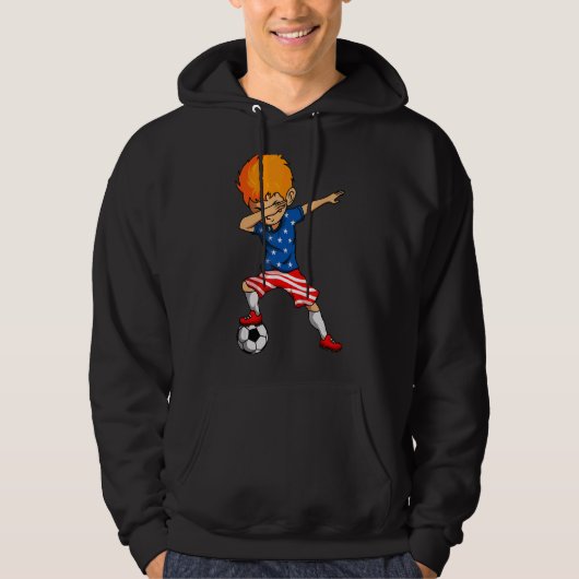 Veste À Capuche 4 juillet Soccer Dabbing Kid Drapeau Américain Usa (Devant)