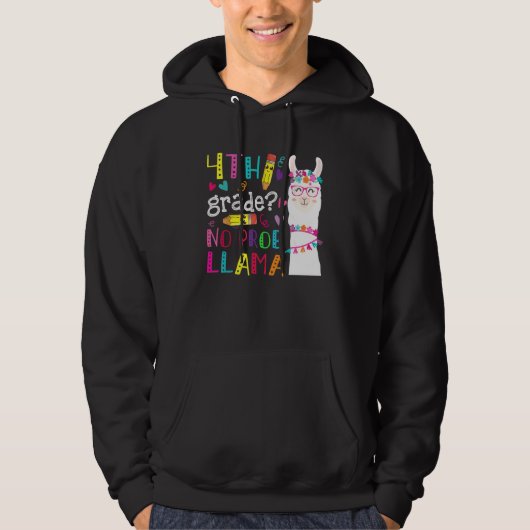 Veste À Capuche 4e année No Prob Llama enseignant élève Premier jo (Devant)