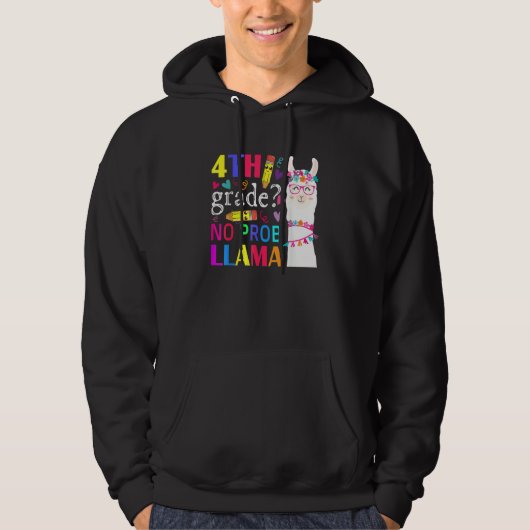 Veste À Capuche 4e année No Prob Llama enseignant élève Premier jo (Devant)