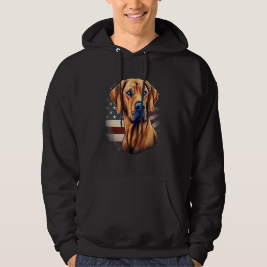 Veste À Capuche 4th Of July US Flag Rhodesian Ridgeback Dog 1 (Devant)