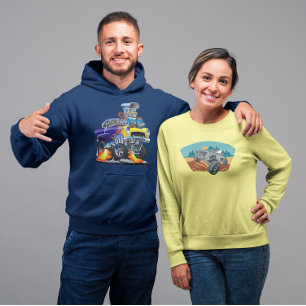 Veste À Capuche 55 Drôle Voiture Flaming Drag Track Bête