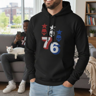 Veste À Capuche 76 Patriotic American Skulls Vintage 1776 Hoodie