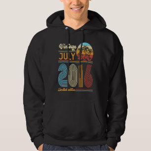 Veste À Capuche 7 Anniversaire Vintage Juillet 2016 Filles Garçons
