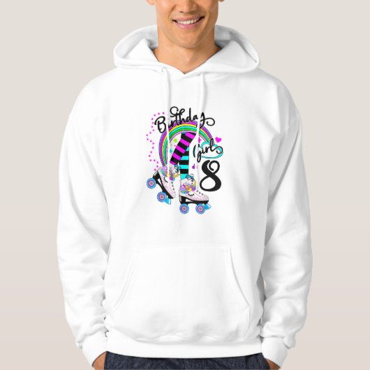 Veste À Capuche 8e anniversaire licorne roller skate Fête d'annive (Devant)