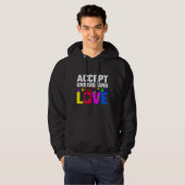 Veste À Capuche Accepter Comprendre l'amour Sensibilisation sur l' (Devant entier)