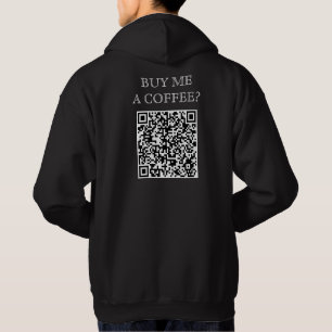 Veste À Capuche Achetez-Moi Un Café QR Code Sur Le Dos Drôle Boiss
