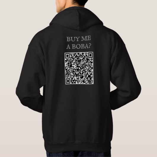 Veste À Capuche Achetez-Moi Un Code Boba QR Sur Le Dos Drôle Boiss (Dos)