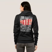 Veste À Capuche Adult Zip-Up Hoodie – Red Pulse Abstract Design (Dos entier)