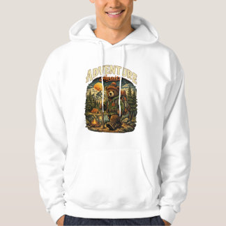 Veste À Capuche Adventure Awaits Vintage Bear Hiking White Hoodie
