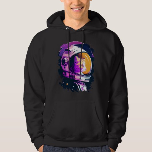 Veste À Capuche Aesthetic Vaporwave Space Cat 80s 90s Astronaut  4 (Devant)