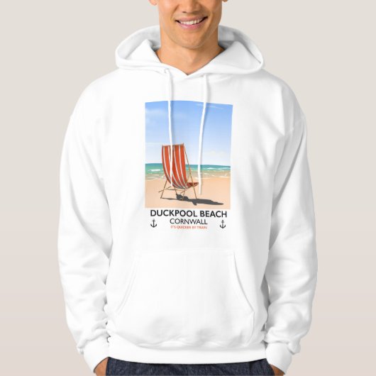 Veste À Capuche Affiche de voyage de Ducpool Beach Cornwall (Devant)