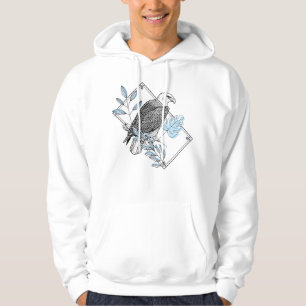 Veste À Capuche Aigle Royal et Monstera Bleu - Illustra Géométriqu