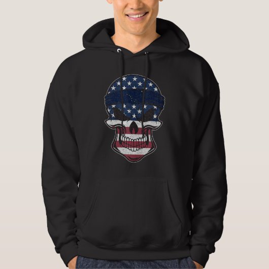 Veste À Capuche Alaska American Flag Skull  State Flag Alaska Root (Devant)