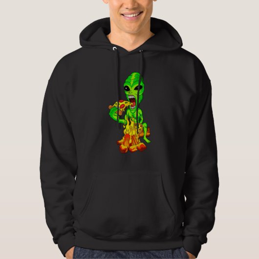 Veste À Capuche Alien Manger Pizza UFO Extraterrestrial (Devant)