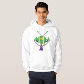 Veste À Capuche Alien Vert Drôle Faisant une Grimace Ridicule (Devant entier)