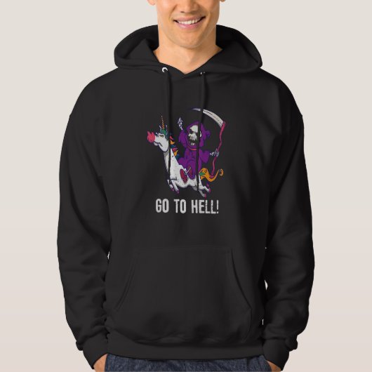 Veste À Capuche Aller À L'Enfer Éffrayant Faucheuse Grim À L'Équit (Devant)