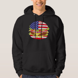 Veste À Capuche Amateurs de barbecue Hamburger USA Drapeau 4 jui