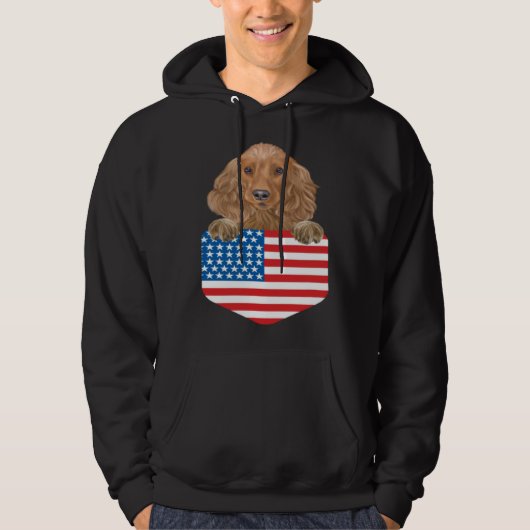 Veste À Capuche America Flag Cocker Spaniel Dog In Pocket (Devant)