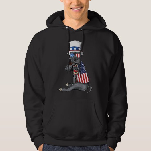 Veste À Capuche Américain Pitbull Chien Merica 4 juillet Américain (Devant)