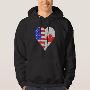 Veste À Capuche American Canadian Flag Heart