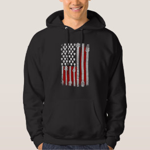 Veste À Capuche American Flag Guitare Rouge Blanc Musique patrioti