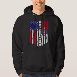 Veste À Capuche American Flag & Serbie Drapeau Meilleure maman Jam