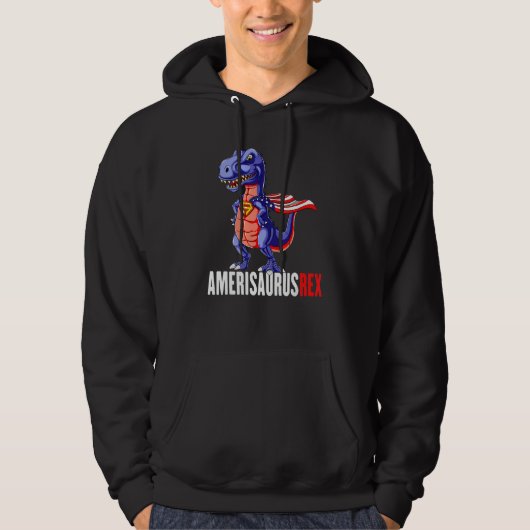 Veste À Capuche Amerisaurus T Rex Dinosaur American Flag 4th of Ju (Devant)