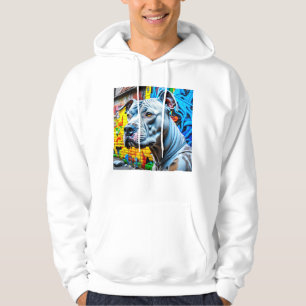 Veste À Capuche Amour de Pitbull Blanc Street Art Graffiti Urbain