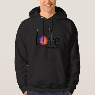 Veste À Capuche Amour Grammylife Aquarelle Fleur Oiseau Grandma Mo