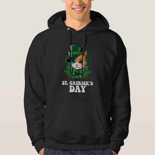 Veste À Capuche Amoureux de les chats de la Saint-Patrick (Devant)
