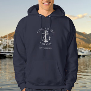Veste À Capuche Ancre nautique personnalisée du capitaine Nom du b
