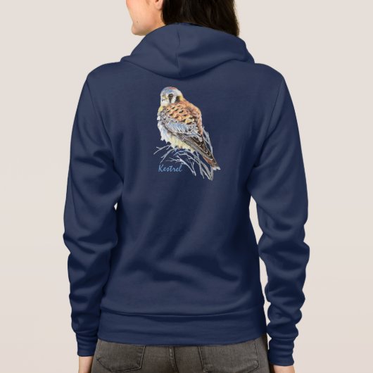Veste À Capuche Aquarelle American Kestrel Falcon Bird Hawk (Dos)